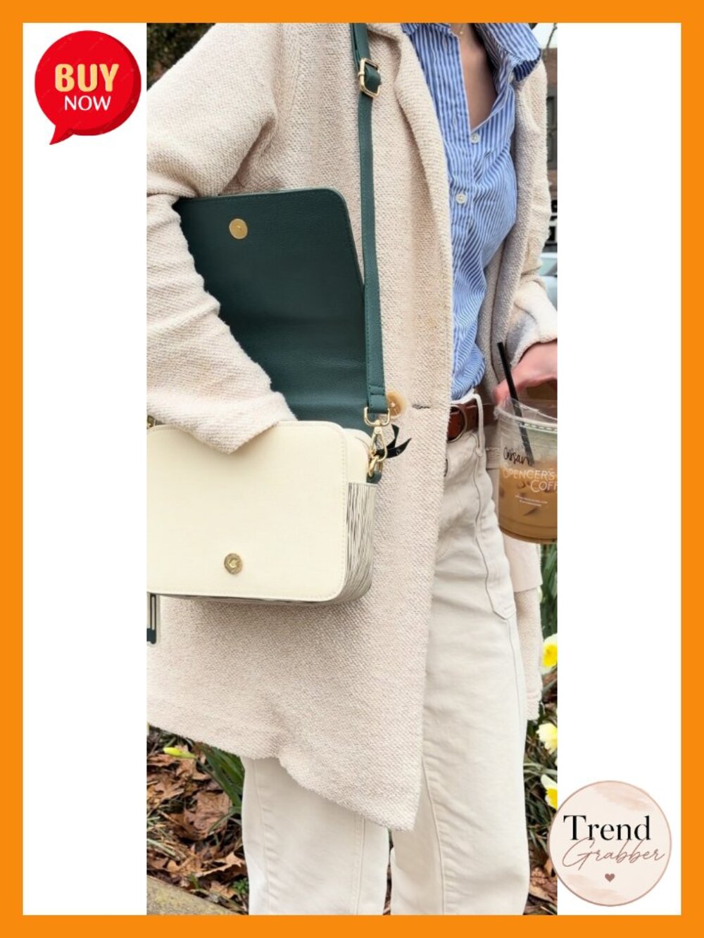Vegan Leather Book Shaped Crossbody Bag with Floral Pattern - Picture 6 of 6